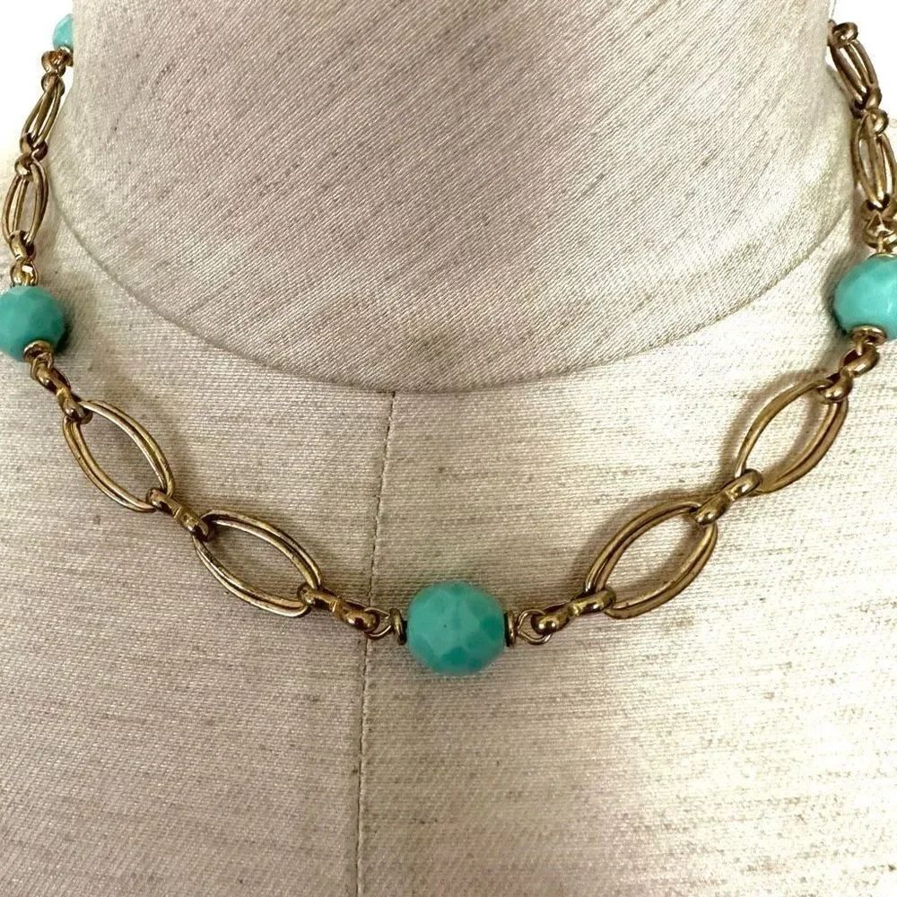 Cookie Lee blue gold tone necklace